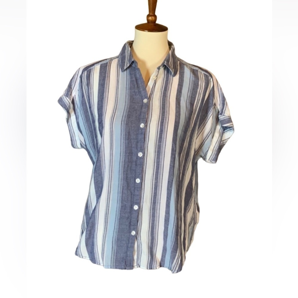 Calvin Klein Jeans blue striped short sleeve top Size Medium